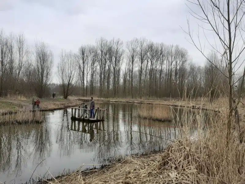 Klauterwoud water vlot vlot met touw natuurspeeltuin vlaardingen